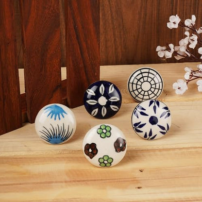 Ajuny Ceramic Knobs Set of 15 Multicolor Hand Painted Floral Drawer Pulls