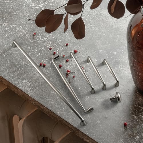 Goo-Ki Brushed Satin Nickel Zinc Alloy Cabinet Handles - 3.78''(96mm) Hole Center Cabinet Pull Hardware for Bedroom, Kitchen, 6 Pack - color: Brushed Satin Nickel, size: 3.8 '' Hole Centers