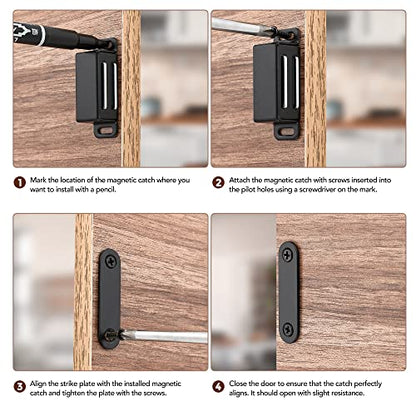Ravinte Matte Black Magnetic Door Catch, Black Cabinet Magnets 4 Pack - color: Matte Black