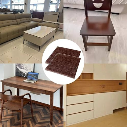 16PCS 2” Square Felt Furniture Pads, Self Adhesive Cuttable Chair Leg Pads Anti Scratch Floor Protectors for Hardwood Laminated Tile Cabinet Surface Protector, Brown - size: 2 INCH