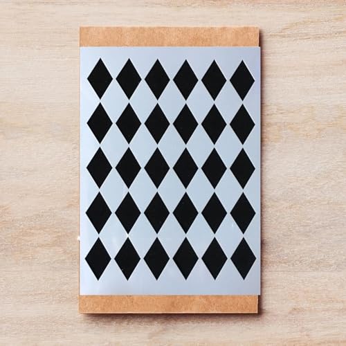 TIAMECH A4 Reusable Checkerboard Harlequin Stencil for Painting - style: Harlequin Checkerboard