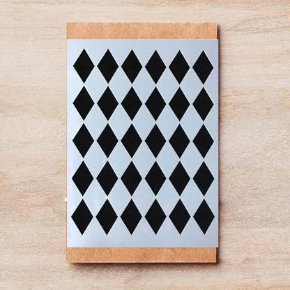 TIAMECH A4 Reusable Checkerboard Harlequin Stencil for Painting - style: Harlequin Checkerboard