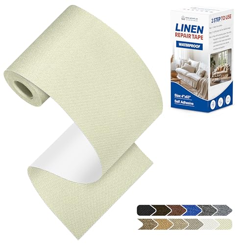 KING MOUNTAIN Linen Repair Patches, Self-Adhesive Fabric Patches, 4 X 63 inch Extra Size, Multi Color, Can be Used for Sofa Repair (Beige2.0) - color: Beige 2.0, size: 4" Wx 63"L