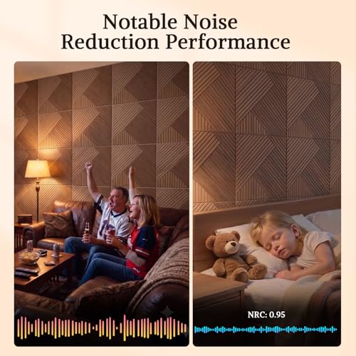 Acoustic Wall Panels, 8 Piece 23.62" X 23.62" Peel and Stick Wall Panels - color: Tri-Tone Chevron Weave, size: 94 X 48 Inches