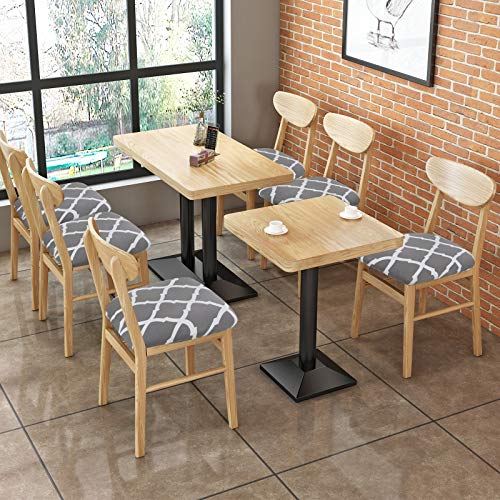 SearchI Seat Covers for Dining Room Chairs Stretch Printed Chair Seat Covers Set of 4, Removable Washable Upholstered Chair Seat Protector Cushion Slipcovers for Kitchen, Office(Grey+White) - color: Grey+white