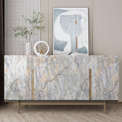 Marble Contact Paper for Countertops Wrap Waterproof Marble Wallpaper - color: Blue Gold, size: 15.7" x 196.8"