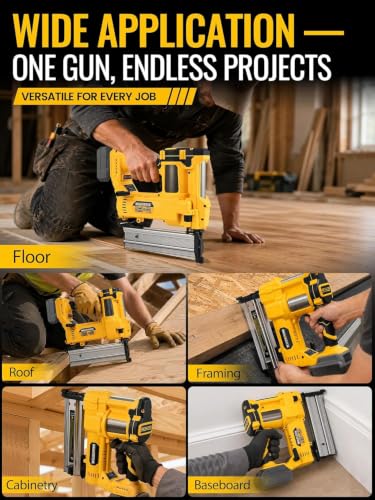 2-in-1 Brad Nailer Staple Gun for Dewalt 20V Battery, Tool only - color: Yellow