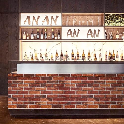 Abyssaly Brick Wallpaper Peel and Stick Red Bricks Wrapping Paper - color: Red, size: 17.7" x 787.4"
