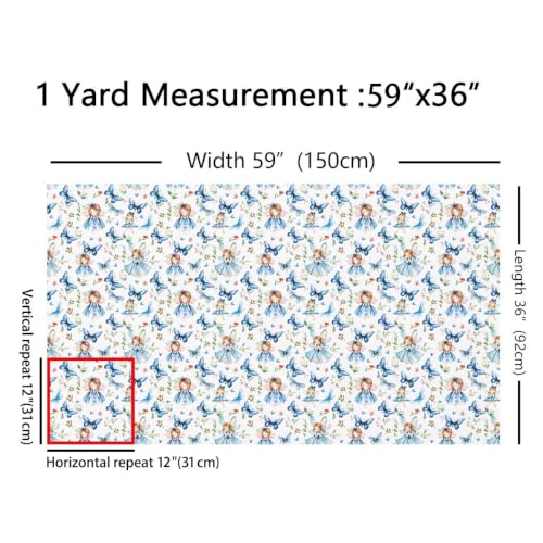 jejeloiu Cartoon Elf Fabric by The Yard Soft 2 Yards - color: Blue and White, size: 2 Yards