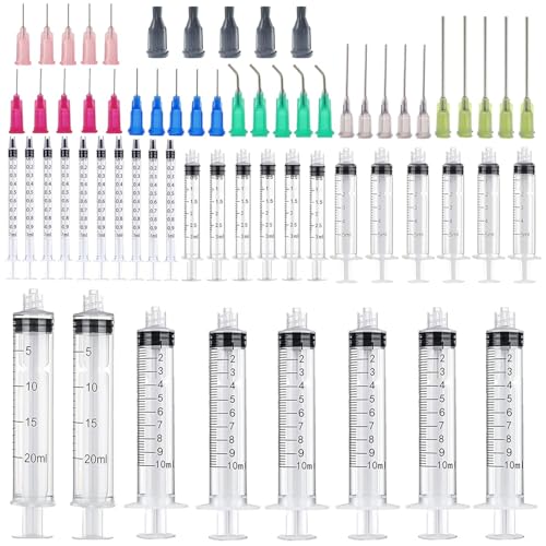 30 pack 1ml, 3ml, 5ml, 10ml, 20ml Glue Dispenser Accessories with14ga,16ga, 18ga, 20ga, 22ga, 25ga Dispensing Accessories and Caps, for Liquid, Glue, Ink, craft making - size: 30 Pack (1ml, 3ml, 5ml, 10ml, 20ml)