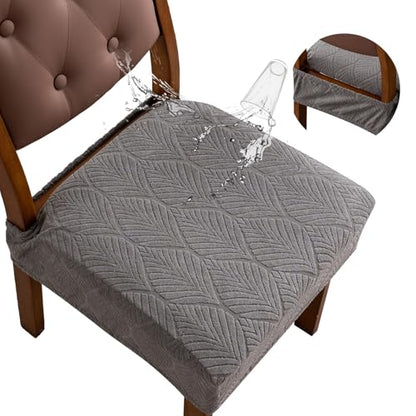 Waterproof Stretch Dining Chair Seat Covers, Set of 6 Med Gray - color: Med Gray, size: 16-20in-Rear-gapped