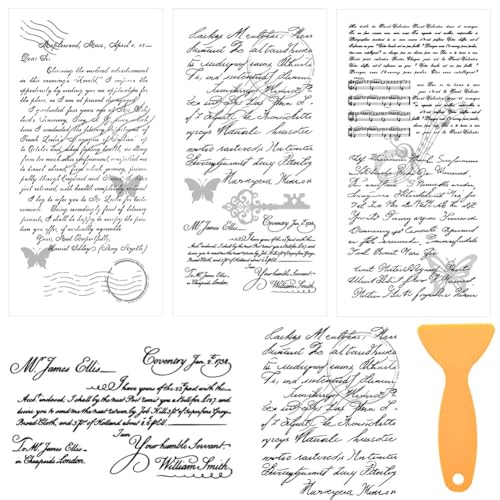 3 Sheets Vintage Scripts Rub on Transfers for Crafts, 12×6in