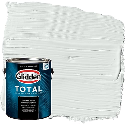 Glidden Total Interior Wall Paint & Primer All-in-One, ICY Bay/Gray, Eggshell, 1 Gallon - color: Icy Bay, size: 128 Fl Oz (Pack of 1)