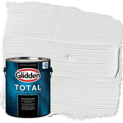 Glidden Total Interior Wall Paint & Primer All-in-One, ICY Bay/Gray, Flat, 1 Gallon - color: Icy Bay, size: 128 Fl Oz (Pack of 1)