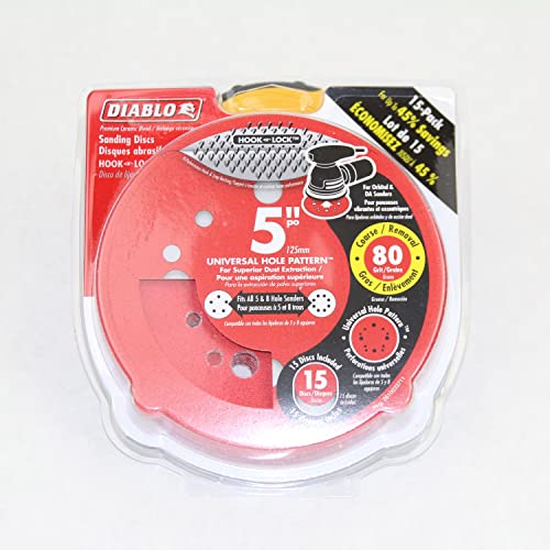 Diablo Hook and Lock ROS Sanding Discs - 5", 80 Grit, Coarse, 15-Pack - style: 80-Grit, Coarse - Pack of 15