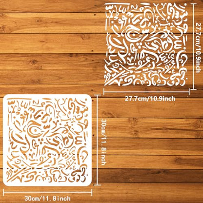 FINGERINSPIRE Arabic Alphabet Calligraphy Stencil 11.8x11.8inch PET Stencil - color: Messy Writing