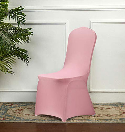 Peomeise Stretch Spandex Chair Cover for Wedding Party Dining Banquet Event (Dusty Rose, 12) - color: Dusty Rose, size: 12PCS