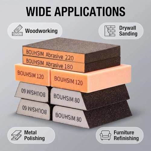 Sanding Sponge,Washable and Reusable Handmade Sand Blocks，Versatile Sandpaper Blocks for Wood，Drywall ，Sanding Block for Wood Furniture Metal Sand Paper Pads (10 Pack_Mix) - size: 10 Pack_mix