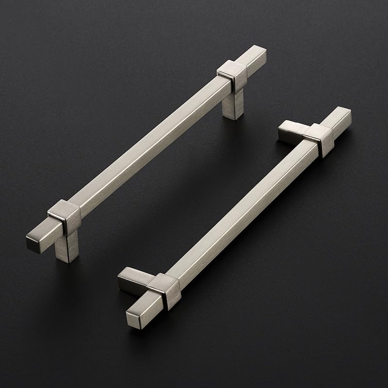15 Pack Brushed Nickel Cabinet Handles, 6-1/4" Hole Center Drawer Pulls - color: Brushed Nickel, size: 6-1/4 Inch Hole Center