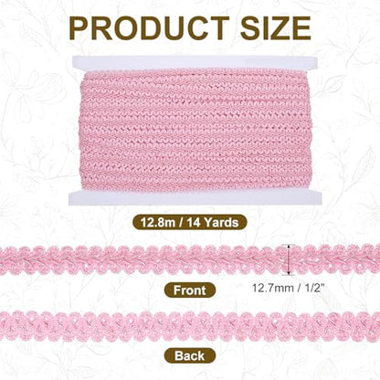 MECCANIXITY Gimp Braid Trim 1/2" x 14 Yards Polyester, Pink - color: Pink
