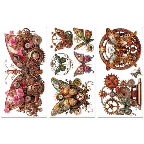 Peacoblue Mechanical Butterfly Rub On Transfers for Furniture Craft 6"x12" - style: Mechanical Butterfly