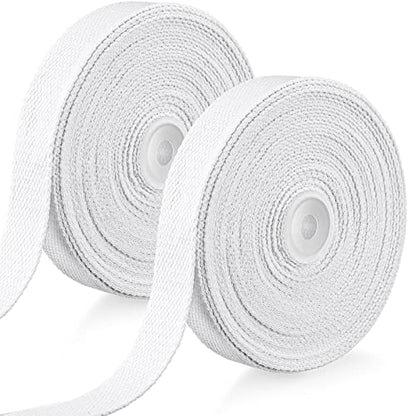 Willbond 2 Rolls/ 20 Yards Cotton Webbing 1 Inch, Pure White - color: Pure White
