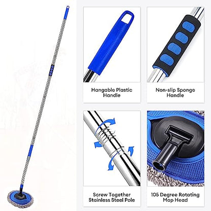 Wall Cleaner, Max 66'' Wall Mop with Long Handle, Ceiling Dust Mop with 15° Labor-Saving Elbow Extension Pole, Baseboard Duster Washer Scrubber, High Reach Window Cleaning Brush, Roof Cleaning Tool-GY - color: Gray
