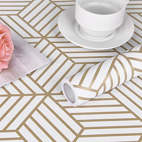 WENMER 17.71 Inch x 708 Inch Geometric Hexagon Peel and Stick Wallpaper - Removable Self Adhesive Vinyl Film Roll for Home Use - color: Geometric Hexagon, size: 17.7" x 708"