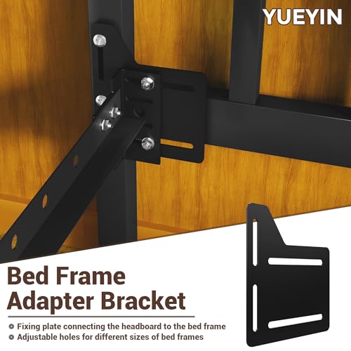 Headboard Adapter Bracket for Connecting and Adjusting Bed Frame Width | with 4 Widened Holes | Anti-Loosening Washers | for Bed Frame Renovation and DIY | Black, 4 Pieces - color: 4Pcs Bed Frame Brackets