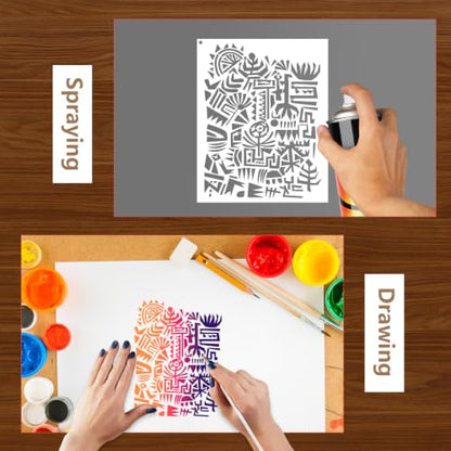 Stencils for Crafts Reusable Texture Painting Template on Wood Furniture - style: Textures