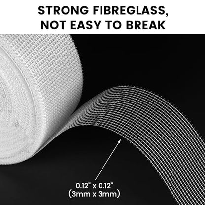 TAPEBEAR Drywall Tape Fiberglass Mesh Tape 2" x 148Feet Self-Adhesive 3Roll - size: 2" × 148Ft × 3Rolls