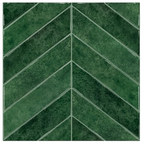 MORCART 10PCS 11.8"x11.8" Herringbone Peel and Stick Backsplash - color: Dark Green