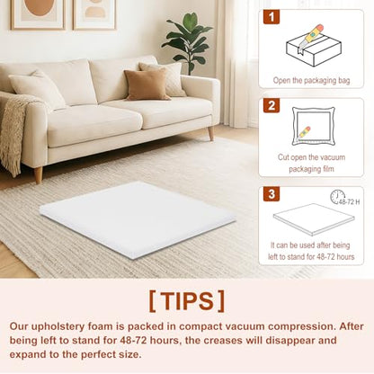 High Density Upholstery Foam 1" X 18" X 18", 3PCS Couch Cushion Replacement - size: 1" X 18" X 18"