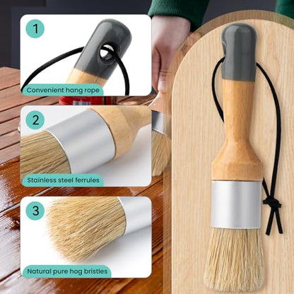 Mister Rui Chalk Wax Paint Brush, 3pcs, Chalk Paint Brushes for Furniture - size: 3PCS, Small
