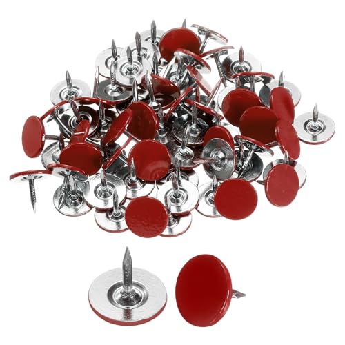 uxcell 120Pcs Push Pins, 11mmx13mm Round Flat Head Decorative Thumb Tacks Upholstery Tacks for Cork Board Office Wall Hangings, Red - color: Red, size: 11mmx13mm
