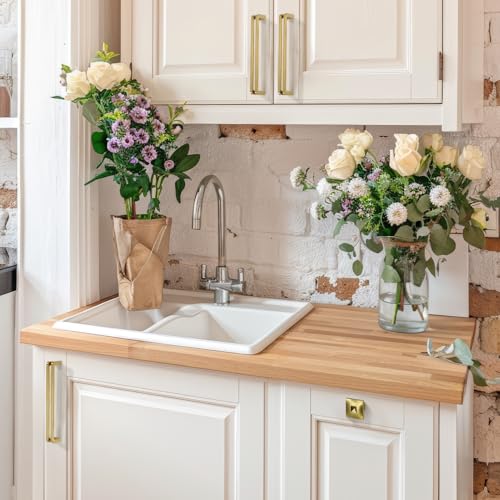 3-3/4 Inch(96mm) Hole Center Brushed Gold Zinc Alloy Solid Cabinet Pulls,Dresser Cabinet Handles Luxury Cabinet Pull Hardware for Bedroom, Kitchen 6 Pack 7600 - color: Brushed Gold, size: 3-3/4 Inch Hole Center