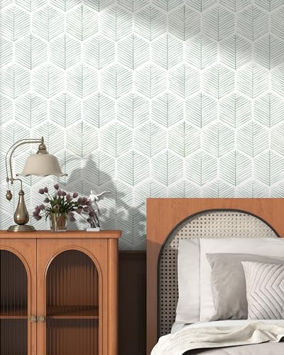 OSECAGE Modern Peel and Stick Wallpaper Boho Contact Paper 17.3''×197'' - color: Green, size: 17.3" x 197"