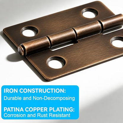 50-Pack 18 x 15mm Bronze Mini Hinges, 200 Screws for Jewelry Boxes - color: Bronze