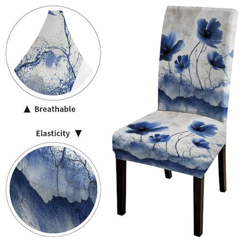 Mrcrypos Chair Covers Set of 4 Dining Table Chair Covers Ink-Wash Flower Detachable Washable Stretch Kitchen Seat Covers Protective for Home,Restaurant,Banquet - color: Flower, size: 4