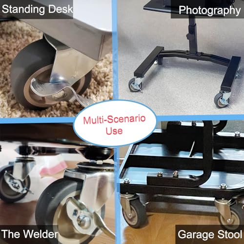 3 Inch Caster Wheels, Threaded Stem Casters Set of 4, Heavy Duty Wheel with Brake, Metric Size M8-1.25-25 (Screw Diameter 8mm, Screw Length 25mm) Casters for Wire Shelving, Furniture Dolly - style: M8-25