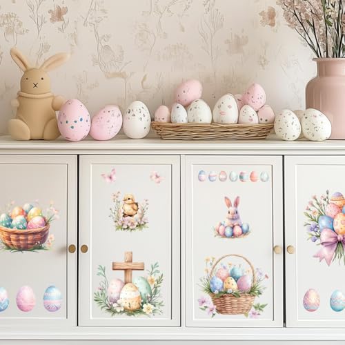 Peacoblue Easter Eggs Rub On Transfers for Furniture Craft 6"x12" - style: Easter Eggs