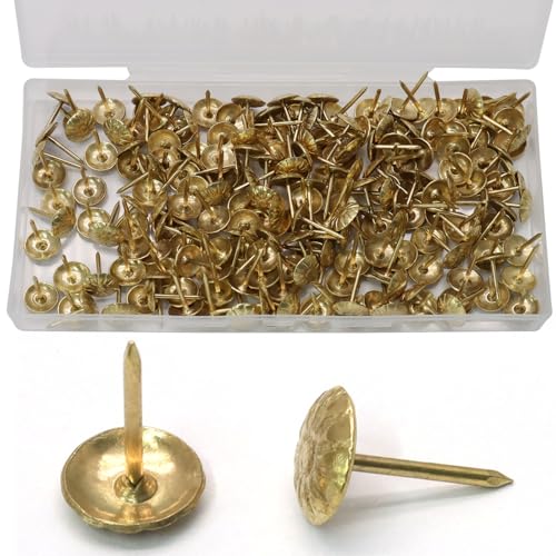 Biaungdo 150 Pcs Gold Daisy Upholstery Tacks with Box for Furniture - color: Gold
