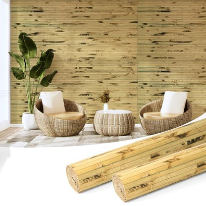 Art3d 48 x 96 in Pole Wrap Natural Bamboo Wall Panel, 2-Pack, Light Burned - color: Light Burned, size: 2-48 inches x 96 inches
