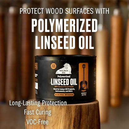 Walrus Oil - Polymerized Linseed Oil. 100% Natural, VOC-Free, Fast Curing Wood Sealer. Food-Contact Safe, 16oz Can