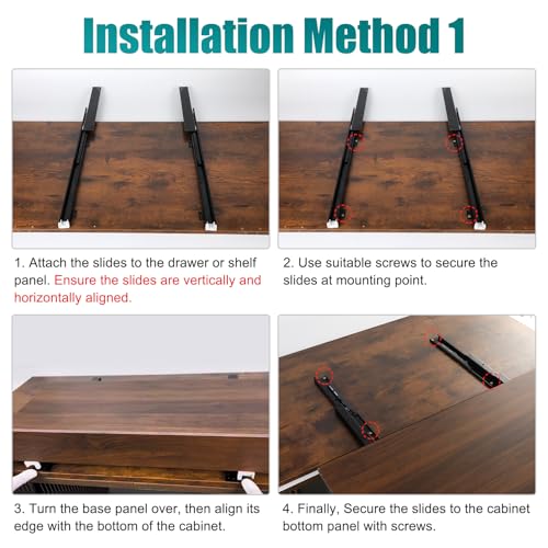Undermount Drawer Slide Bottom Mount Pull Out Shelf Rail Hardware Flat - size: 21.6 Inch Shelf Slide