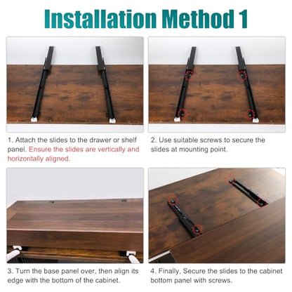 Undermount Drawer Slide Bottom Mount Pull Out Shelf Rail Hardware Flat - size: 21.6 Inch Shelf Slide