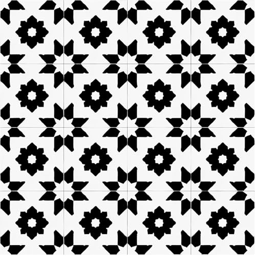 Nuxovilar Peel and Stick Vinyl Floor Tiles - 12x12 Inch - color: Black white geometric pattern
