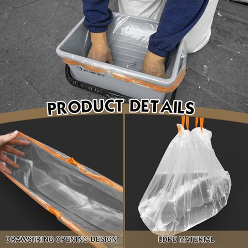 ROLLINGDOG 12 inch Disposable Paint Bucket Liners - color: 5pc Paint Bucket Liners(Drawstring Opening)