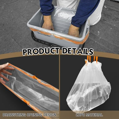 ROLLINGDOG 12 inch Disposable Paint Bucket Liners - color: 5pc Paint Bucket Liners(Drawstring Opening)