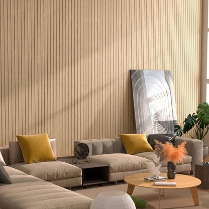 Peel and Stick Wood Slat Wall Panels, Yellow Wood, 118 x 15.7 in - color: Yellow Wood Grain, size: 15.7" x 118"